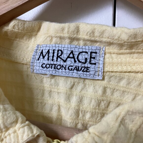 Vintage Mirage Cotton Gauze Shirt Womens Yellow 90s Beach Coastal - Picture 2 of 5